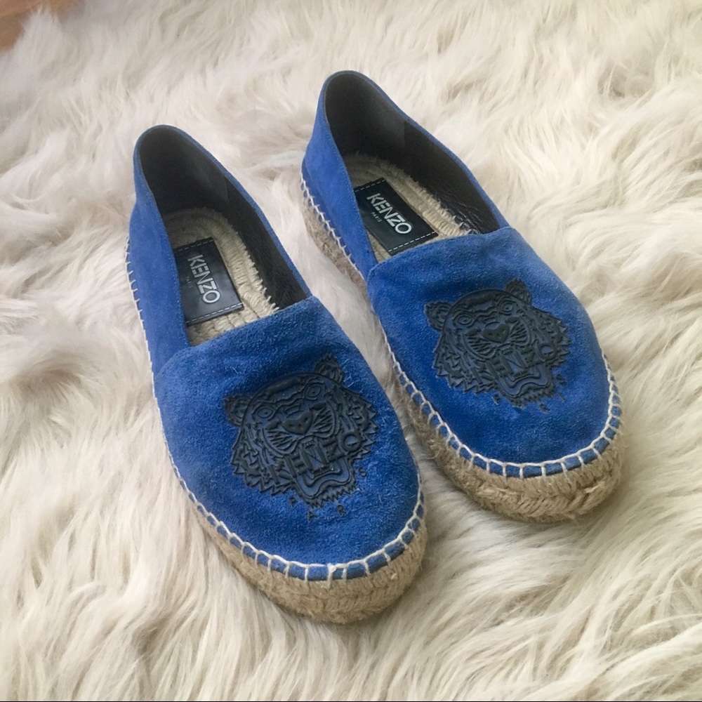 Kenzo Blue Espadrilles with Tan Sole
